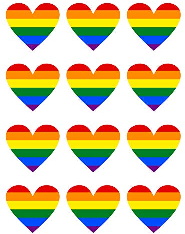 12 Stück Aufkleber Herz Regenbogen Flagge Gay Pride LGBT Schwul Homosexuell | wetterfest & UV Schutz | Set