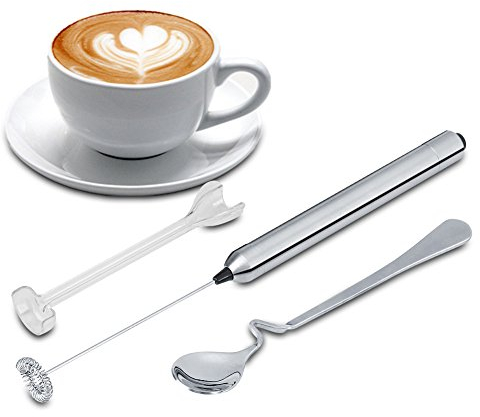 Mousseur à lait électrique, mini fouet électrique avec cuillère à mélanger pour café du matin, latte, cappuccino, chocolat chaud