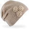 fiebig Berta Strickmütze | Beanie Mütze aus Wolle mit Raffung für Damen | Feinstrick Qualität Made in Europe (Beige)