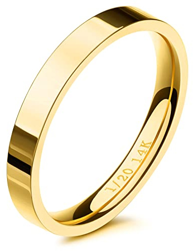 NOKMIT 3mm 14K Gold Filled Rings for Women Dainty Gold Stacking Stackable Band Thin Gold Thumb Pinky Finger Ring Non Tarnish Comfort Fit Size 4 to 11 (Gold,8)