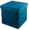 Baroni Home Faltbarer Sitzwürfel aus Samt, Aufbewahrungsbox, gepolsterter Fußhocker mit Stauraum, Sitzhocker für Schlafzimmer und Wohnzimmer, 38x38x38 cm, Petrolblau