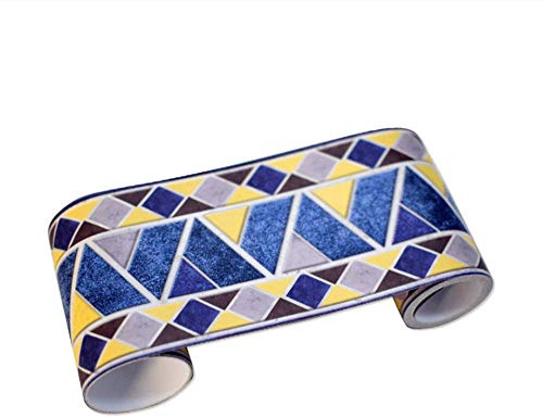 Tapetenbordüre, selbstklebend, blau, Wandaufkleber, Bordüre, abnehmbar, wasserdicht, Tapeten-Aufkleber, Dekoration für Wohnzimmer, Badezimmer, Küche, Fliesen, 10 x 300 cm
