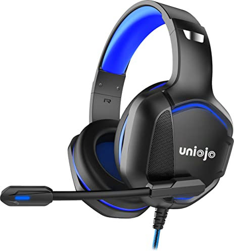 UNIOJO Gaming Headset for PS4 PS5 Xbox One, Gaming Headphones with Micphone, LED Light, Noise Reduction Stereo Bass Surround, Soft Memory Earmuffs for Xbox One X PC Laptop, Orange