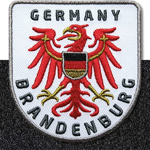 Klettpatch - Brandenburg Adler Patch 64 x 66 mm gestickt/Klett Patches Aufnäher Abzeichen auf Kleidung Rucksack Erwachsene/Wappen Logo Stickerei Deutschland/Club of Heroes