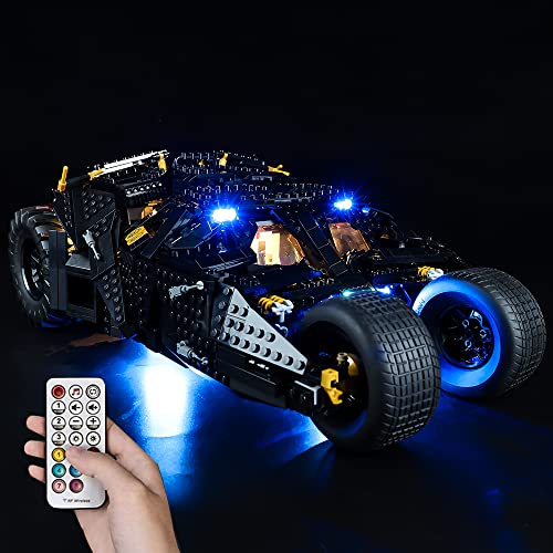 HYCH Kit De Lumière LED Kit de Éclairage pour (Batmobile Tumbler 76240),Jeu De Lumières Compatible avec Lego 76240 (Modèle de Construction Non Incluse) (Version avec Télécommande)