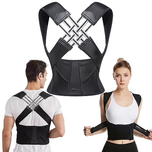 Haltungskorrektur für Frauen, verstellbare Rückenstütze, atmungsaktive Rückenstütze zur Haltungskorrektur, Linderung von Schulter- und Wirbelsäulenschmerzen, Unisex,XL,Black