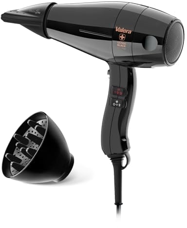 Valera, Swiss Silent Jet Light 7500 Ultrablack, Secador de Pelo Profesional, Potente Motor PM-Pro, 6 Ajustes de Temperatura, Generador de Iones, Cable Flexible Antienredos, 2000 W, Swiss Made