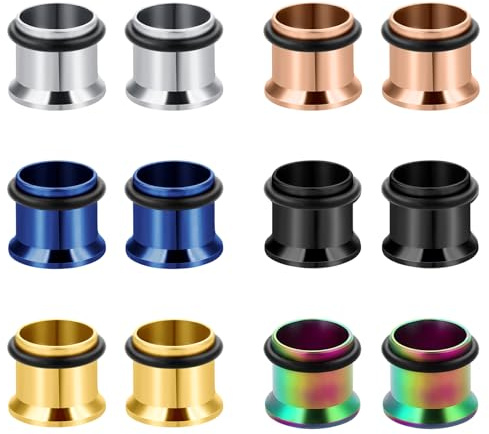 WillTen 12PCS Ohr Plug Tunnel 6mm, Dehnstäbe Set, Body Piercing Expanderd Schmuck für Frauen Mädchen