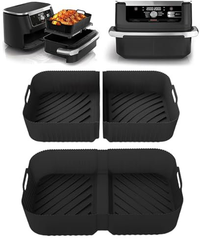 3 Pcs Airfryer Silikonform für Ninja Foodi AF500EU 10.4 L, Airfryer Zubehör für Ninja Foodi Max Dual Zone, Heissluftfritteuse Zubehör für Ninja 500 Airfryer, Air Fryer Accessories 1×10.4L, 2×5.2L(01)