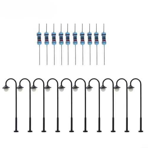 CWOQOCW 10 Stück Modelleisenbahn LED-Lampen Maßstab 1:160 N Rundkopf Straßenlaternen Modelleisenbahn Straße Lgiht Laternenpfahl Lampe für Layouts LED Leuchten Modellbau (zufällig)