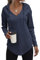 Zeagoo Kapuzenpullover Damen Langarm Hoodie Pulli Lässig Sweatshirts Herbst Winter Waffel Oberteil Navy Blau XXL