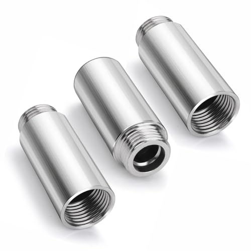3 Stück Hahnverlängerung 1/2 Zoll, Edelstahl Duschkopf Verlängerung 80 mm (IG Ø 19,5mm x AG Ø 20,3mm) Duschschlauch Verlängerung Edelstahl Verlängerungsrohr für Dusch