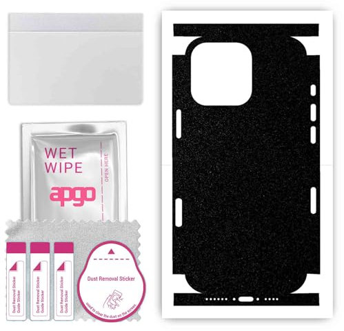 apgo skin sticker film foil vinyl for the BACK+SIDES for Apple iPhone 16 Pro Max Matte Black, Full Wrap Skin