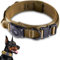 JIARUI Taktisches Hundehalsband mit Griff, Wasserdichter Airtag Hundehalsband, Dickes Verstellbares Halsband Hund mit Gepolstert, Metallschnalle für Mittlere Große Hunde (Khaki, L(18-23))