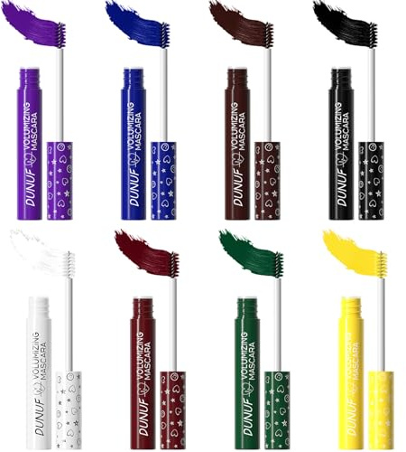 FantasyDay Wasserfest Langanhaltendes Mehrfarbig Wimperntusche für Extra Definition und Volumen, Lash Extensions Wischfeste Mascara Xmas Make-up Set für Verlängerung Pflege Wimpernlifting (8 x 2.5 ml)