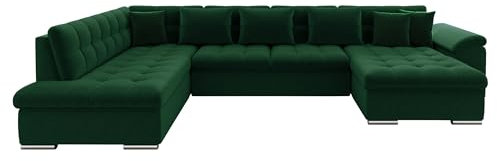 Mirjan24 Eckcouch Ecksofa Niko, Design Sofa Couch mit Schlaffunktion U-Sofa Große Farbauswahl Wohnlandschaft (Ecksofa Rechts, Kronos 19)