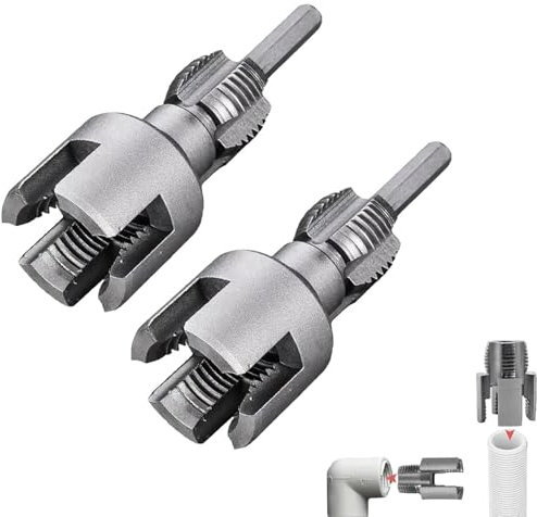 Herramienta integrada de enhebrado de tubos de PVC, Terraja para tubo de PVC para corte de rosca interna y externa, kit de herramientas de roscado de PVC compatible con taladro eléctrico, para tubos