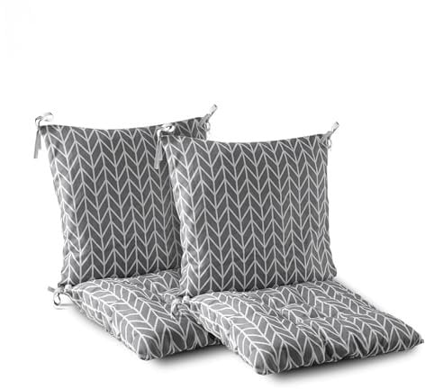 Générique Lot de 2 Coussins de Chaise à Dossier Bas Coussins de Chaise 40 x 80 cm, Coussins de Dossier avec Rubans, pour Chaise de Jardin (Gris)