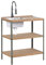 Isla de cocina exterior de madera de acacia con fregadero y 2 estantes 50 x 80 x 92 cm encimera de madera maciza marrón/negro Ivrea
