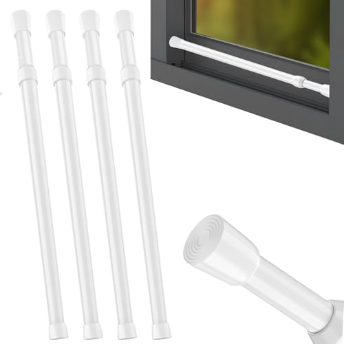 Bastoni per tende estensibili, senza foratura, aste a molla bianche, barre di sicurezza per finestre, 40-70 cm, regolabili, per porte scorrevoli (4 pezzi)
