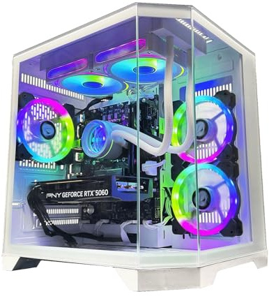 NitroPC - PC Gaming Avanzado (AMD Ryzen 7 5800X 3.8 GHz, AMD Radeon RX 9060 XT 16GB, RAM 16GB, M.2 1TB, Windows 11 Pro, WiFi) Ordenador de sobremesa, PC Gamer (Blanco)