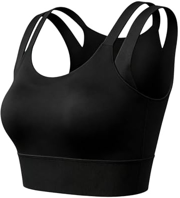 Paeceioni Reggiseno Sportivo Donna ad Alto Supporto, Top Sportivo Donna, Top Palestra Donna, Reggiseni Sportivi da Donna, Comodi per Dormire Tutti i Giorni, Comodi Reggiseni da Donna Nero Classico(S)