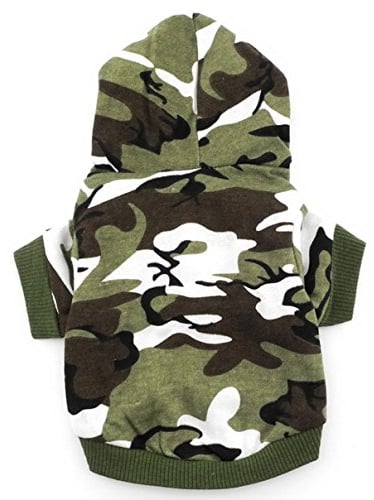 SMALLLEE_LUCKY_STORE Small Dog Camo Hoodie Shirt Chihuahua Clothes for Boys Puppy Tee Shirt for Cat Yorkshire Toy Poodle Green XS