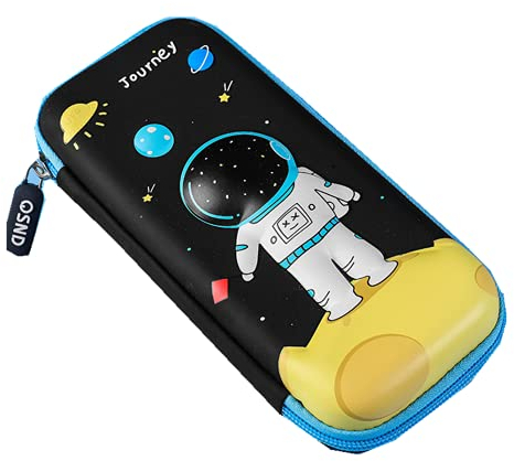 Freessom Trousse Sac a Crayon Fille Garcon Ado Zipper Grande Capacite Astronaute Pilote Kawaii Original Pas Cher Organiseur Fourniture Scolaire de Bureau Rangement Etudiant Lycee College Cadeau Noir