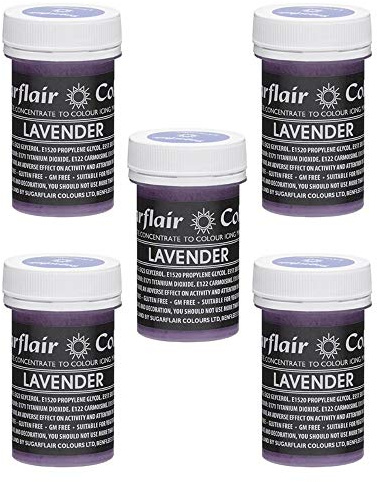 Sugarflair Lavender Pastel Food Colouring Paste, Highly Concentrated for Use with Sugar Pastes, Buttercream, Royal Icing or Cake Mix, Subtle Colour Dye - 25g (Pack of 5)