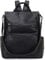 RAVUO Rucksack Damen, Elegant Cityrucksack Anti Diebstahl Pu Leder Rucksackhandtasche Wasserdicht Rucksack Tasche 2 in 1 Schwarz