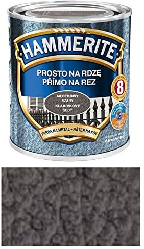 Vernice protettiva per metallo Hammerite, antiruggine, 250 ml, effetto martellato, Grigio