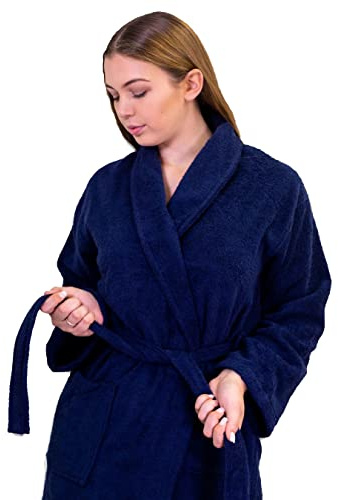 Allure Bath Fashions 100% Combed Cotton Bathrobe – Perfect for Shower, Spa, Gym, Pool, Travel and Sauna – 100% Machine Washable Luxurious Bath Robe with Shawl Collar for Premium Luxury and Comfort