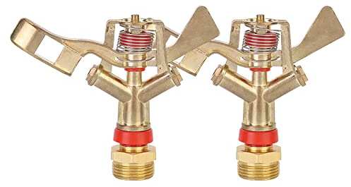 Jenngaoo Aspersor de Jardín, G3/4in 25 mm Boquilla Giratoria de Rosca Macho Brazo Basculante Aspersor de Aleación Zinc Cabezal Rociador para Riego Agrícola, Riego Césped, Enfriamiento Techos(2PCS)