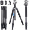 Kohlefaser-Stativ mit Panorama-Arca-Kugelkopf-Set, leicht, Reisekamera-Stativ, Einbeinstativ mit Zubehör-Gewindeloch-Design + magischem Arm + Handy-Clip, belastbar bis zu 15 kg