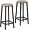 tectake® Barhocker 2er-Set, runder Bistrohocker im Industrie-Design, 66 cm hoch, Vintage Barstühle mit Fußstütze, Sitzfläche aus MDF Holz, schwarzes Metallgestell (Industrial Holz hell, Eiche Sonoma)