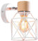 iDEGU Vintage Wandlampe 15CM Wandleuchte Industrial Design Geometrischem Käfig Lampenschirm Retro Lampe aus Holz Eisen Verstellbare Deckenleuchte Wandleuchte für Schlafzimmer Flur Küche (Typ-A Weiß)