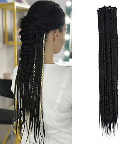 Dsoar 20 Zoll 20 Stränge/Pack Synthetische Dreadlocks Verlängerungen Dünne 0,6cm Gehäkelte Geflochtene Haare Weiche Dreads Einseitige Dreadlocks Reggae Hip-Hop Hippie Stil, Schwarz