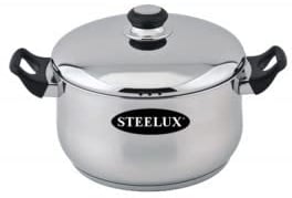 Steelex ST/9710 Heavy Gauge Stainless Steel 20cm/8 Casserole Dish with Lid Induction Suitable