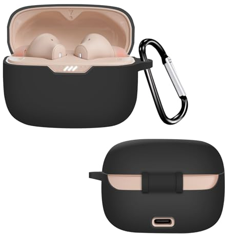 GIOPUEY Hülle Kompatibel mit JBL Tune 235NC, Silikon Stoßfeste Schutzhülle, Ultradünn Case Cover, Kein Geruch, Hülle Silikon - Schwarz