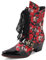 Roimaash Jahrgang Stiefel für Damen Schnüren Victorian Stiefel 70s Western Stiefel Ankle High Blumen Schnalle Belt Witch Costume Goth Stiefel Red Size 43