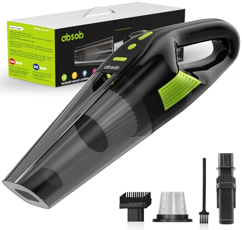 absob Handstaubsauger, kabelloser Autostaubsauger mit LED-Licht, wiederaufladbarer kabelloser Staubsauger mit Filtern, tragbarer Mini-Autostaubsauger für Zuhause, Auto