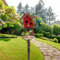 Birdhouses for Outdoors with Pole, 27.6 inch Tall Wood Bird House, Cottage Birdhouse Stand, Decorative Bird House Garden Stake for Lawn Yard Red|Birdhouses