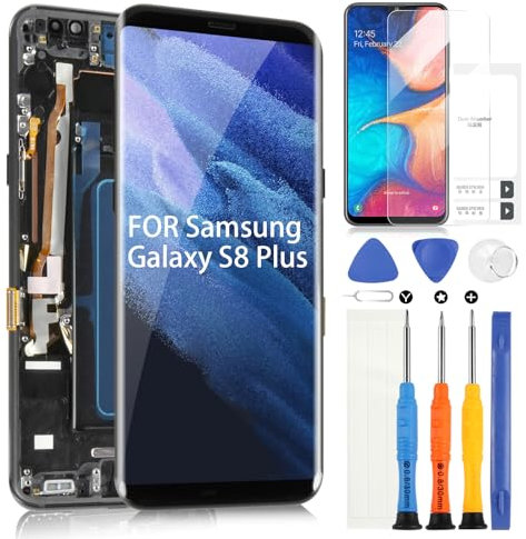 OLED Écran LCD pour Samsung Galaxy S8 Plus LCD Display pour Samsung Galaxy S8+ SM-G955F SM-G955FD Ecran Replacement Tactile Digitazer Assembly avec Réparation Kit (Noir avec Cadre)