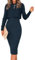 LACOZY Women's Casual Long Sleeve Ribbed Knit Sweater Dress Crew Neck Crop Tops and Tank Midi Bodycon Dresses Blue S