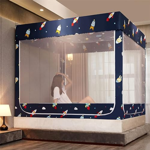 Betthimmel, Moskitonetz mit Reißverschluss, Doppeltür, Anti-Mücken-Camping-Vorhang, verhindert Insekten, Zelt für Bett, Schlafzimmer, Outdoor, einfache Installation, Bettwäsche, Ra
