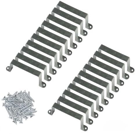 Confezione da 20 staffe di sicurezza per pali di recinzione da 100 mm (per pali da 100 mm) in cemento o legno, clip anti-sonaglio, zincate anticorrosione, con viti