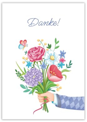 Karte Danke (XXL -Format A4) große Klappkarte mit Umschlag Dankeskarte Blumenstrauß Danksagungskarte