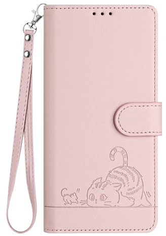 Bnvdfre for iPhone SE 2022 / iPhone 8/7 Case Flip Phone Case PU Leather Shockproof Protective Card Holder Cat Design Magnetic Stand Wallet Cover for iPhone SE 2022 / iPhone 8/7, Pink