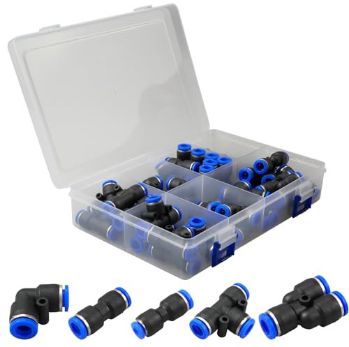 oupados 46 Pezzi Connettori Pneumatici Pneumatica Raccordi Rapidi Pneumatico Connettore Per Il Collegamento Di Tubi Dell'acqua, Tubi Dell'aria