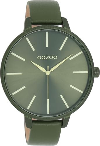 Oozoo Damenuhr mit Lederband Color Line 48 MM Moosgrün/Moosgrün C11441